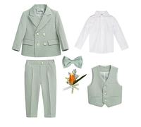 Garçons Gentleman Costume Britannique Smoking Blazer Veste Pantalon Ensemble de Tenues de vêtements de fête Costume d'anniversaire Mariage Baptême d'honneur Vert6XMLCLX