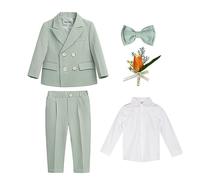 Garçons Gentleman Costume Britannique Smoking Blazer Veste Pantalon Ensemble de Tenues de vêtements de fête Costume d'anniversaire Mariage Baptême d'honneur Vert5XLCLX