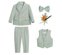 Garçons Gentleman Costume Britannique Smoking Blazer Veste Pantalon Ensemble de Tenues de vêtements de fête Costume d'anniversaire Mariage Baptême d'honneur Vert5XMLLX