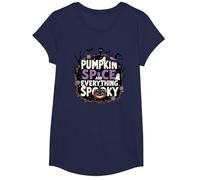 Garçons Halloween Citrouille Spice and Everything Spooky T-Shirt, Fille, Bleu Marine, XS