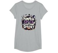 Garçons Halloween Citrouille Spice and Everything Spooky T-Shirt, Fille, Gris Chiné, XS