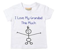 garçons I Love My Grandad This Much T-shirt bébé tout-petit enfants Disponible en tailles 0-6 mois à 14-15 ans son bâton personne blanc blanc 18-24 mois