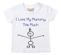 Garçons I Love My Mummy This Much T-shirt Bébé Tout-petit Enfants disponible en tailles 0-6 Mois pour 14-15 Ans Bâton De Fils Personne - Blanc, 5-6 ans