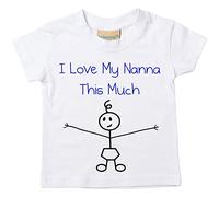 garçons I Love My Nanna This Much T-shirt bébé tout-petit enfants Disponible en tailles 0-6 mois à 14-15 ans son bâton personne blanc blanc 5-6 ans