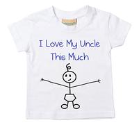 garçons I Love My Uncle This Much T-shirt bébé tout-petit enfants Disponible en tailles 0-6 mois à 14-15 ans son bâton personne blanc blanc 12-18 mois