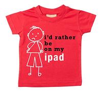 garçons I'd Rather Be On My iPad T-shirt Bébé tout-petit enfants disponible en tailles 0-6 mois pour 14-15 ans son bâton personne - Rouge, 9-11 ans