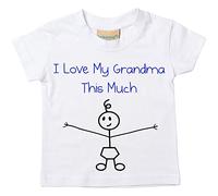 Garçons J'aime Ma Grand mère This Much T-shirt Bébé Tout-petit Enfants disponible en tailles 0-6 Mois pour 14-15 Ans Son Bâton Personne - Blanc, 7-8 Ans