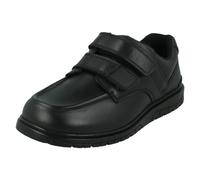 Garçons N1R152 Double Bandoulière Cuir Noir École Chaussures