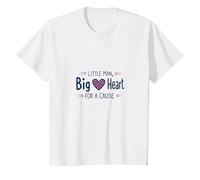 Garçons Sensibilisation au Cancer du Sein Little Man Big Heart Cause T-Shirt, Enfant, Blanc, 8 Ans