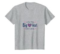 Garçons Sensibilisation au Cancer du Sein Little Man Big Heart Cause T-Shirt, Enfant, Gris Chiné, 6 Ans