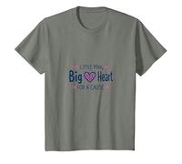 Garçons Sensibilisation au Cancer du Sein Little Man Big Heart Cause T-Shirt, Enfant, Vert Kaki chiné, 2 Ans