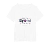 Garçons Sensibilisation au Cancer du Sein Little Man Big Heart Cause T-Shirt, Femme Grandes Tailles, Blanc, 2X