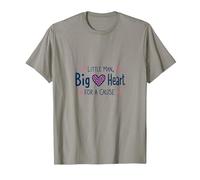 Garçons Sensibilisation au Cancer du Sein Little Man Big Heart Cause T-Shirt, Homme, Ardoise, S