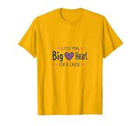 Garçons Sensibilisation au Cancer du Sein Little Man Big Heart Cause T-Shirt, Homme, Doré Vif, XXL