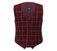 Garçons Tweed Fenêtre Carreaux Marron-Bourgogne Gilet Coton Slim Fit Rétro Smart Casual Dress Single Breasted Vest Taille 7 années