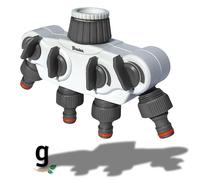 Gardazon Distributeur d'eau 4 voies en Y 3/4" et 1" avec valve d'arrêt, compatible avec les ordinateurs et horloges d'irrigation, idéal pour système Gardena