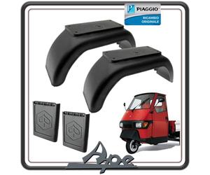Garde-boue arrière Piaggio APE 50, Noir, Plastique, 2 pièces, Protège-éclaboussures original Piaggio, Pour voiturette, Position arrière