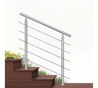 Garde-corps 100cm argenté, 1 main courante, 5 traverses, inox 201, intérieur et extérieur, design moderne - kit complet