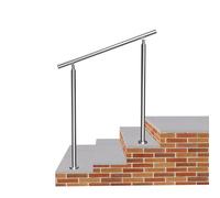 Garde-Corps 100cm argenté, 1 Main Courante, sans traverses, INOX 201, Rampe d'escalier intérieur et extérieur - kit Complet pour Divers escaliers