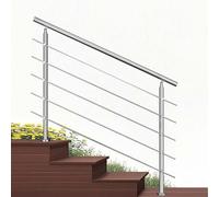 Garde-corps 120cm argenté, 1 main courante, 5 traverses, inox 201, intérieur et extérieur, design moderne - kit complet
