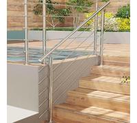Garde-corps 120cm - En inox 304-1 main courante et 5 traverses - Intérieur & extérieur - Kit complet - Résistance forte à la corrosion et à la rouille