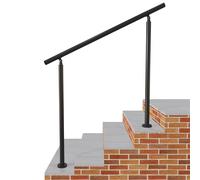Garde-Corps 120cm Noir, 1 Main Courante, sans traverses, INOX 201, Rampe d'escalier intérieur et extérieur, Design Moderne - kit Complet pour Divers escaliers