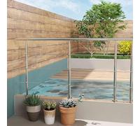 Garde-corps 200cm - En inox 304-1 main courante et 3 traverses - Intérieur & extérieur - Kit complet - Résistance forte à la corrosion et à la rouille