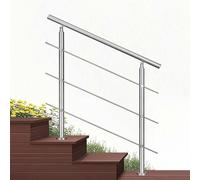 Garde-corps 80cm argenté, 1 main courante, 3 traverses, inox 201, intérieur et extérieur, design moderne - kit complet
