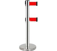 Garde-Corps à Ceinture rétractable contrôle des foules Robuste Garde-Corps Standard de métro Double barrière de Garde-Corps de Protection de Ligne d'un mètre(Silver,5m)