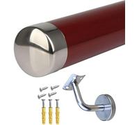 Garde-corps antidérapant en PVC rouge de 1,5 m / 5ft - Sans danger pour intérieur/extérieur avec supports de fixation murale pour une installation facile et une sécurité améliorée