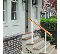 Garde-corps de sécurité réglable en bois antidérapant pour extérieur en 1 à 3 étapes - Kit facile à installer pour béton/bois/brique - 85 cm de haut et 60 cm de long - Couleur Bianco
