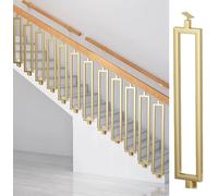 Garde-Corps de Support Carré, Main Courante D'escalier Montée Sur Le Côté, Garde-Corps de Balustrade Rectangulaire Simple, Balustres D'escalier en Métal avec Support 1 Pièce(Size:3.11ft/95cm)