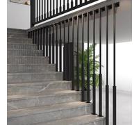 Garde-corps d'escalier de type L | Rail réglable de 30 à 160 cm | Garde-corps d'intérieur en métal noir mat | Séparateur monté au plafond | Design élégant de 60 cm