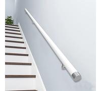 Garde-corps d'escalier en bois blanc antidérapant avec embouts 350 cm Fixation murale Kit d'installation complet inclus