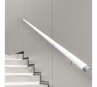 Garde-corps d'escalier en bois de plus de 200 cm à fixation murale pour personnes âgées et enfants, support en métal antidérapant, blanc, barre de préhension intérieure.