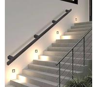 Garde-corps d'escalier en fer forgé noir de 80 cm - intérieur/extérieur, antidérapant, capacité de charge 199,6 kg, supports muraux réglables de 1 à 6 m, garde-corps de sécurité durable