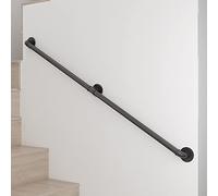 Garde-corps d'escalier en métal pour intérieur et extérieur - Kit complet noir il 1-6 m de barrière de sécurité antidérapante pour les personnes âgées Design antidérapant pour la sécurité des
