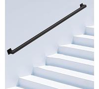 Garde-corps d'escalier en tube galvanisé industriel avec barre de support pour escaliers intérieurs durables et élégants (couleur : noir)
