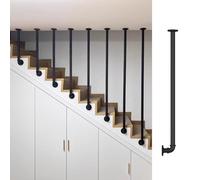 Garde-corps d'escalier noir mat 32 mm broches en métal pour utilisation en intérieur style industriel moderne rampe d'escalier 111,8 cm
