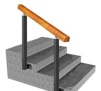Garde-corps d'extérieur en fer forgé pour 1 à 3 marches à angle réglable avec poignée en bois Montage latéral Rampe d'escalier de transition (hauteur 85 cm, 110 cm)