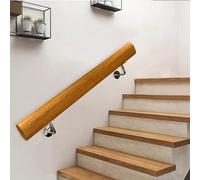 Garde-corps en bois massif de 1 m avec supports en acier inoxydable - Kit de rampe murale d'intérieur - Longueur réglable de 30 à 450 cm pour un soutien robuste