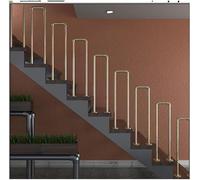 Garde-corps en fer industriel pour escalier extérieur et intérieur en forme de U pour jardin et terrasse (doré, 55 cm x 20 cm)