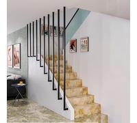 Garde-corps en métal noir en forme de L pour escaliers - Design industriel - Pour l'intérieur et l'extérieur - Parfait pour les couloirs et les greniers