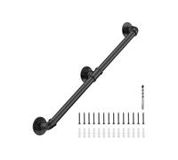 Garde-corps en tuyau noir de 3,2 cm avec support mural | Rampe d'escalier de 1,2 m pour marches | Barre d'appui pour terrasses et utilisation en intérieur, finition noire