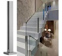 Garde-Corps en Verre D’escalier Poteaux - Ruban Moderne Acier Inoxydable Antirouille Balustrade Pince en Verre Trempé, Dalle Bois/béton, Montage De Niveau, Maiso, End Post, 125cm(49.2 inch)