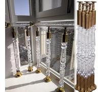 Garde Corps Escalier Balustres en Métal et Acrylique pour Garde-Corps de Terrasse, Poteau de Doré pour Escalier/Marche, Colonne de Balustrade Extérieure(85 cm(33 7/16"),6 pcs)