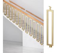 Garde Corps Escalier Balustres Rectangulaires en Fer Creux Dorés, Broches D'escalier Intérieures Personnalisables, Poteau de Système de Garde-corps D'escalier avec Support Réglable ( Color : Side Moun