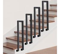 Garde Corps Escalier en Forme de U, Main Courante pour Escaliers Extérieurs, Rampe Escalier Exérieur, Garde Corps Exterieur, Montage Latéral (Noir L, 95 cm)