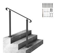 VEVR Garde-Corps Rampe Escalier Main Courante en Fer Forgé Balustrade Rambarde 1-3 Marches Réglable 45 cm Distance entre Poteaux 68,5 cm Hauteur Poteaux 97,4 cm pour Sécurité Escaliers Jardin Portails