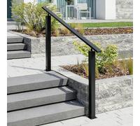 Garde Corps Escalier Noir, Main Courante en Metal 100 CM, Rambarde Extérieur Intérieur, Rampe D'escalier avec 2 poteaux, Angle Réglable, pour Parapet Entrée de Maison, Fixation au sol